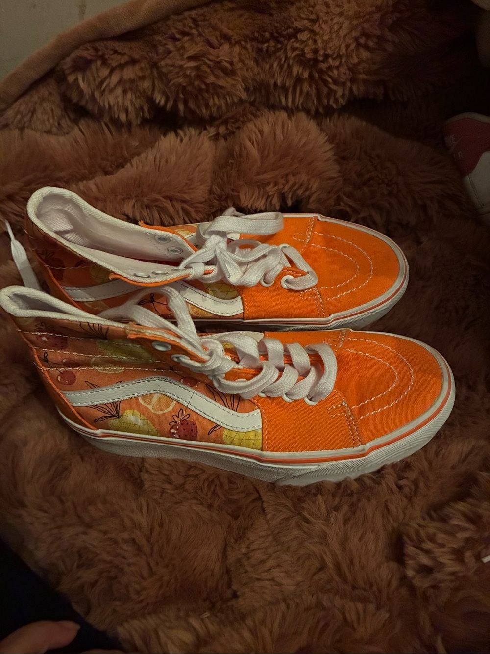 Vans Kids Orange High-Top Sneakers with Fruit Print Panels